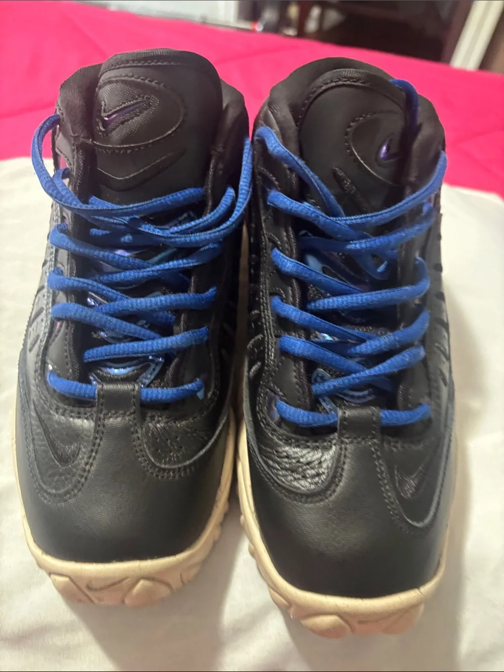 Nike Kids Black Sneakers with Blue Laces and Cream Soles